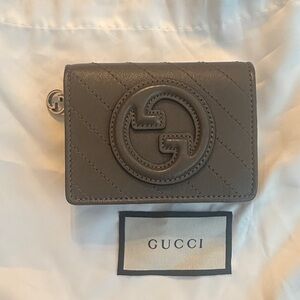 Gucci Taupe Quilted Leather Card Holder